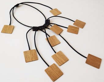 Contemporary Wooden Necklace COLLANA #5 / Asymmetric Statement Necklace/Adjustable Oversize Necklace / Unique Handcrafted Necklace /