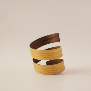 Gold Painted Wood Bracelet ANUANUA / Coiled Bangle Bracelet /Spiral Wooden Bracelet / Handmade Natural Jewelry / image 4