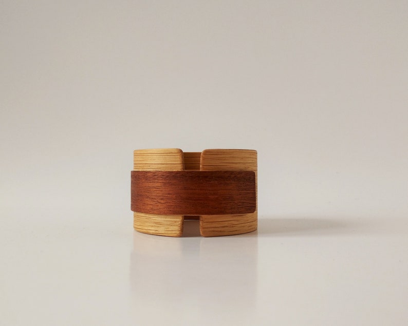 Cuff Bracelet QIN / Oak Mahogany Wood Bangle / Handmade Natural Jewelry / Wooden Bracelet / Unique Eco Gift / Sustainable Jewelry / image 7