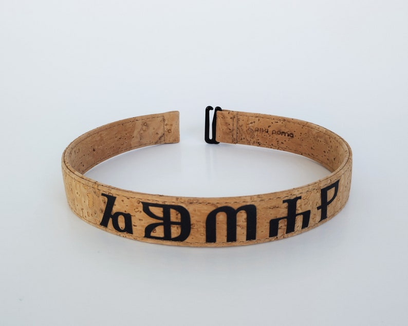 Cork Leather Necklace MOUN S / Necklace For Humans / Glagolitic Script-Lettering / Printed Cork Necklace / Collar Necklace / Vegan Jewelry image 3