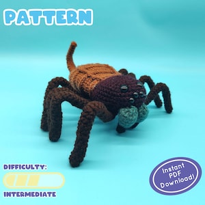 PATROON | Attercopus gehaakt pluche | Prehistorische spin-voorouder | Uitgestorven Devoon geleedpotige | Inclusief leuk informatieblad!