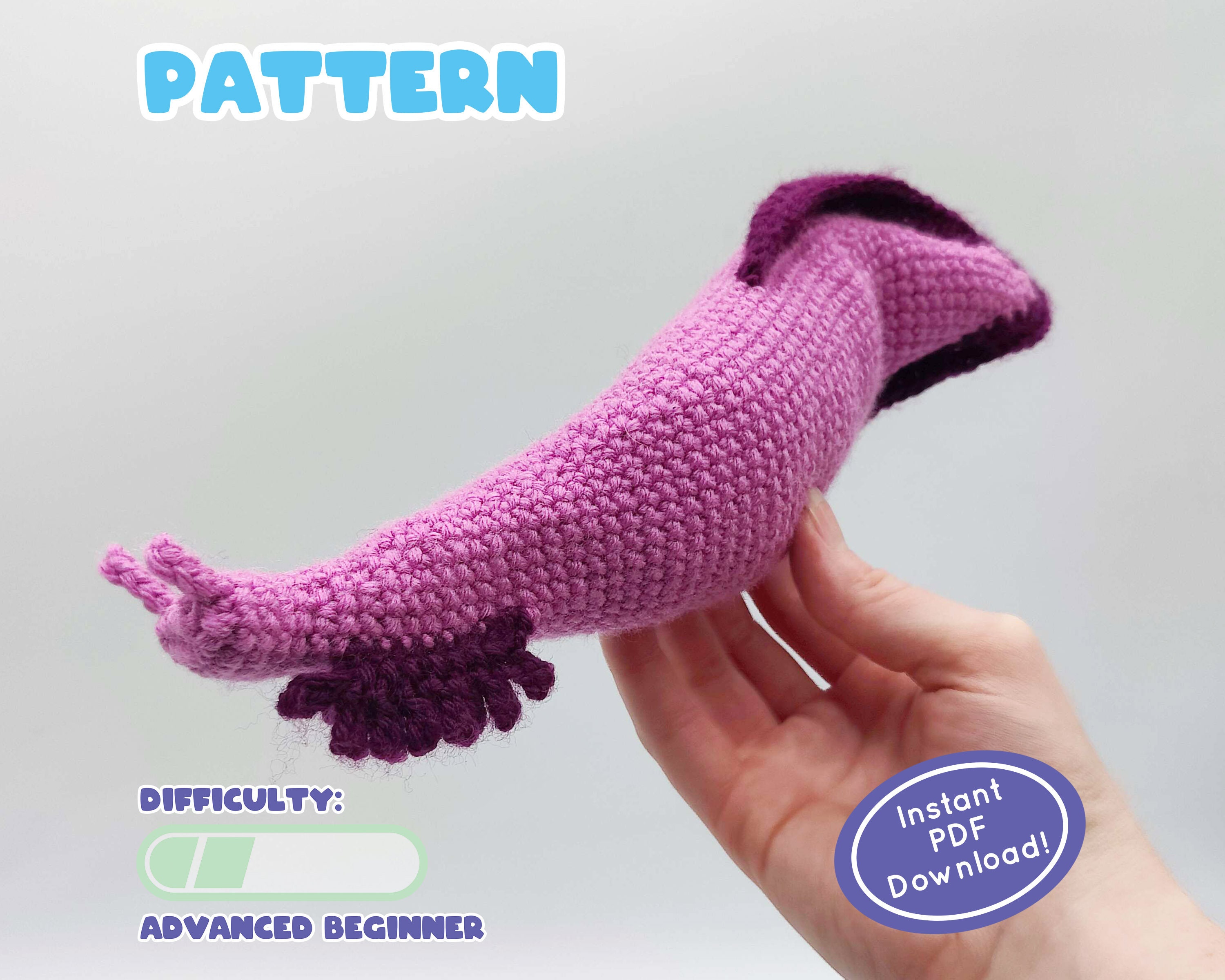 PATTERN | Pikaia Crochet Plush | Cambrian Slug-like Fish Creature | Easy  No-sew Design! | Includes Fun Facts Page!