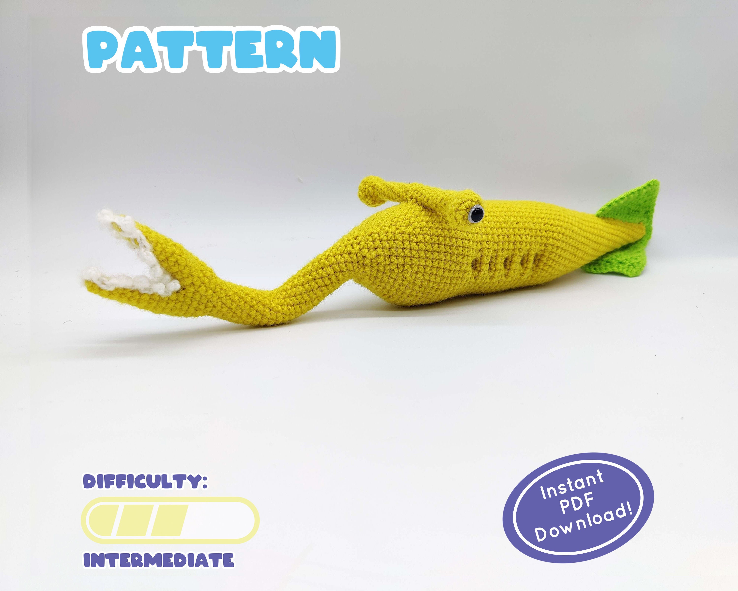 PATTERN | Tully Monster Crochet Plush | Prehistoric Fish Creature | Paleontology Art | Fun Gift for Dinosaur Lovers | Includes Facts Sheet!