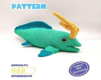 PATTERN | Harpagofututor Crochet Plush | Unique Carboniferous Period Fish | Prehistoric Project for Paleo Lovers | Includes Fun Facts Page!