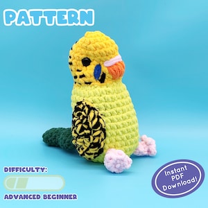 PATTERN | Chunky Parakeet Crochet Pattern | Green and Blue Variants | Beginner-Friendly | PDF Instant Download