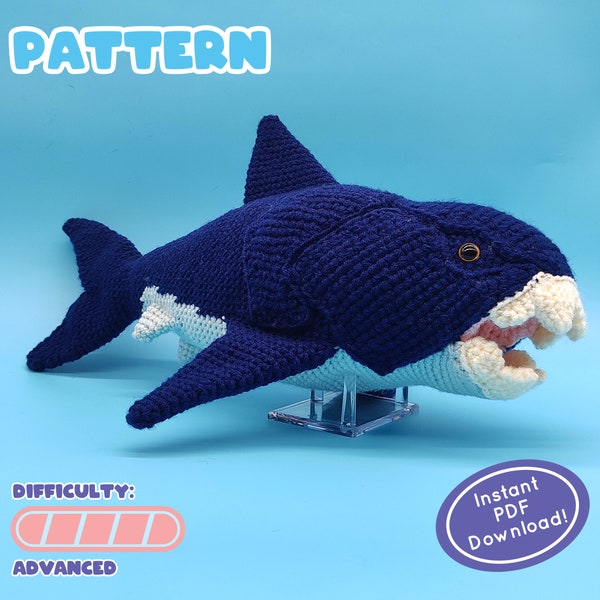 PATTERN | Dunkleosteus Crochet Plush | Prehistoric Apex Predator | Advanced Amigurumi Challenge | Includes Fun Facts Sheet!