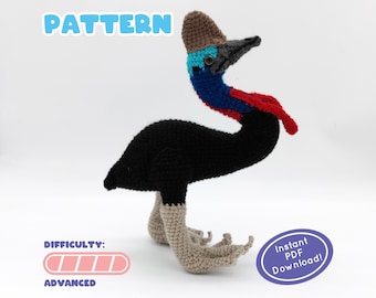 PATTERN | Southern Cassowary Crochet Pattern | Realistic Bird | Unique Curving Technique!