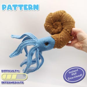 PATTERN | Ammonite Crochet Plush | Prehistoric Squid Species | Unique Shaping Technique | Includes Fun Facts Page!