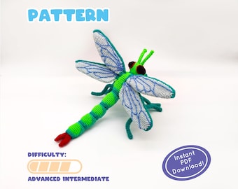 PATTERN | Meganeura Crochet Plush | Giant Prehistoric Dragonfly | Unique Paleontology Amigurumi Project | Includes Fun Facts Page!