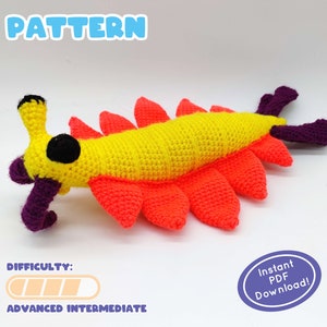 PATTERN | Anomalocaris Crochet Plush | Cambrian Prehistoric Shrimp | Unique Crochet Project | Includes Fun Facts Page!