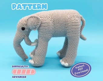 PATTERN | Deinotherium Crochet Plush | Prehistoric Elephant Crochet Pattern | Includes Animal Facts Sheet! | Gifts for Animal Lovers