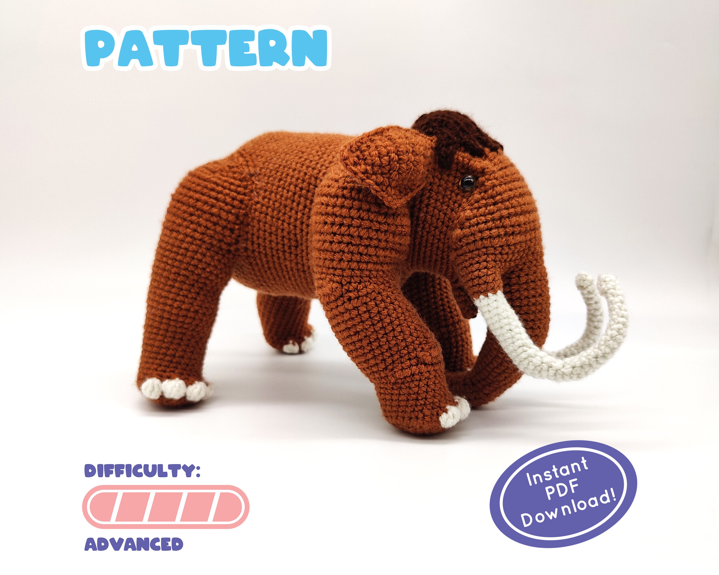 PATTERN | Woolly Mammoth Crochet Plush | Prehistoric Ice Age