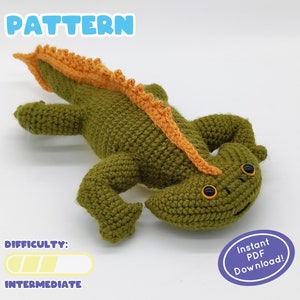 PATROON | Diplocaulus gehaakt pluche | Prehistorische amfibie | Inclusief factsheet! | Perfect cadeau voor dinosaurusliefhebbers!