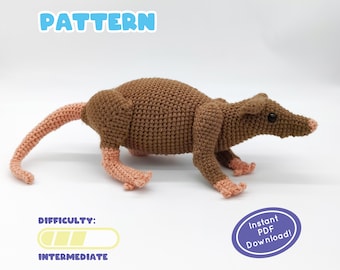 PATTERN | Subway Rat Crochet Pattern | Realistic Proportions | Great for Small Animal Lovers!