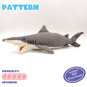 PATROON | Helicoprion gehaakt pluche | Prehistorische haaiensoorten | Perm-periode | Geweldig cadeau voor haaienliefhebbers | Inclusief leuk informatieblad!