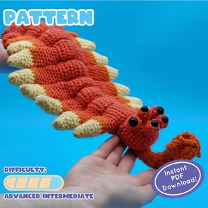 PATTERN | Giant Opabinia Crochet Plush | Realistic Proportions | Poseable | Cambrian Creatures | Makes Perfect Gift for Dinosaur Lovers!