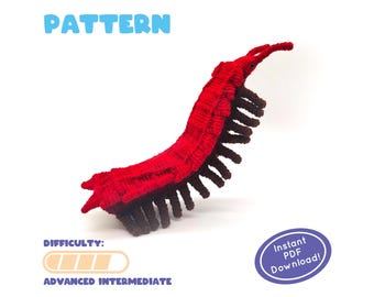PATTERN | Arthropleura Crochet Plush | Prehistoric Millipede Bug | Carboniferous Period Insect | Includes Fun Facts Page!