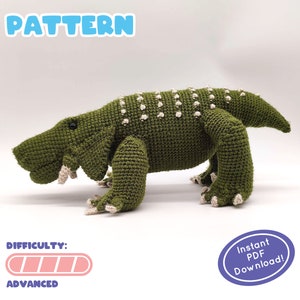 PATROON | Scutosaurus gehaakt pluche | Perm-reptiel | Prehistorisch dier | Geweldig cadeau voor liefhebbers van paleontologie! | Inclusief leuk informatieblad!