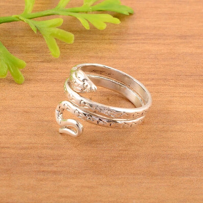 Snake Coil Ring Sterling Silver Coiling Snakes Ring Spiral Etsy