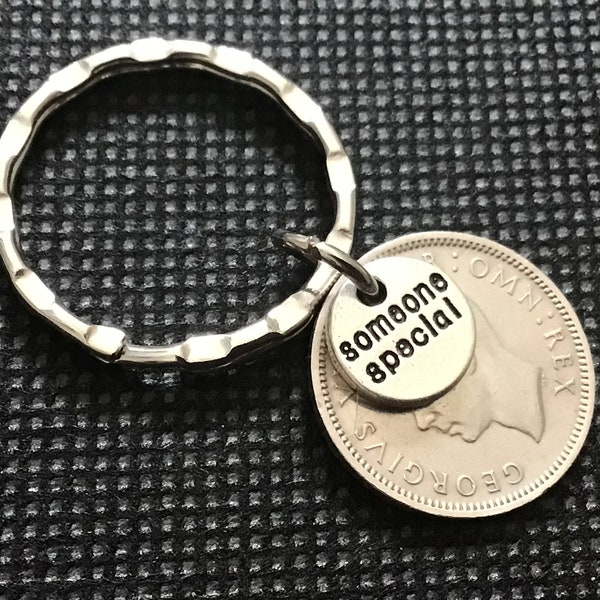 70th birthday gift  polished 1954 sixpence keyring gift  birthday gift for grandad present for dad