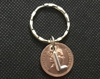 Personalised 34th birthday gift polished coin Keyring dated 1990 gift for her gift for him