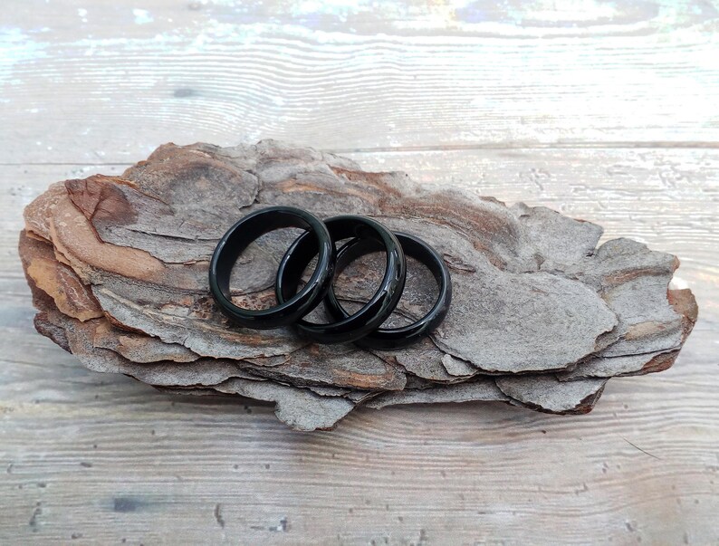 Black Onyx Band Rings 5mm protection persistence focus Etsy
