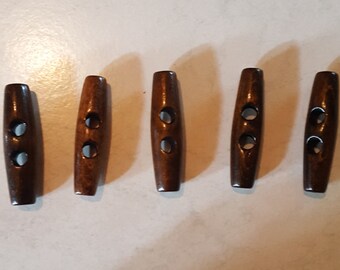 5 Pieces Buttons Button Natural Brown Dark Brown Wooden Buttons High Quality