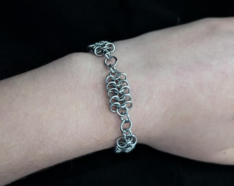 Gothic Edgy Silver Chainmail Chain Alternative Mesh Bracelet