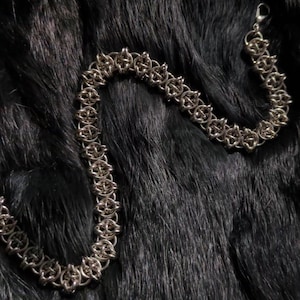 Handmade stainless steel chainmail gothic alternative choker, centipede inspired choker