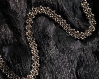 Handmade stainless steel chainmail gothic alternative choker, centipede inspired choker