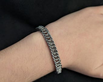 ブレスレット フルペルシャ チェーンメイル ステンレス パンク サブカル チャンキーなステンレススチール製ハーフペルシャチェーンメイル