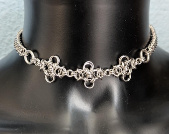 Stainless steel alternative gothic chainmail metal choker necklace, Poltergeist 1 choker