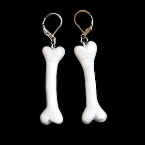 Handmade gothic alternative cartoon white dog bone earrings