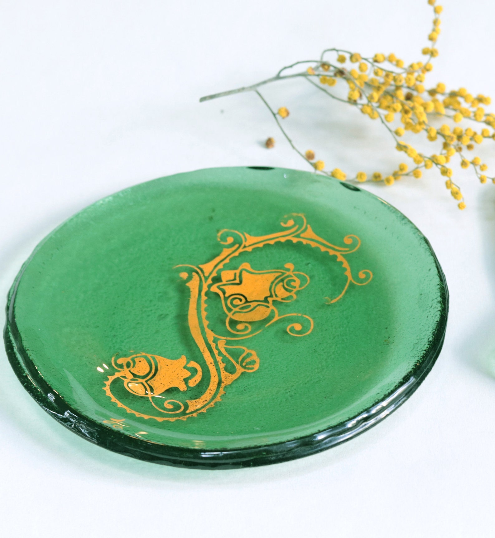 Green Glass Plate/ Glass Plate/ glass Etsy