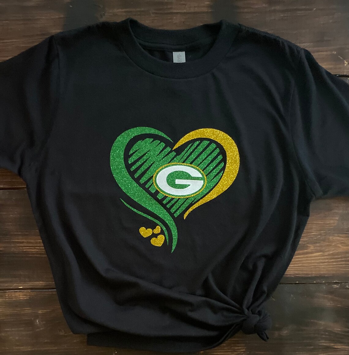 Green Bay Packers tee Heart Packers tee Women's sports Etsy