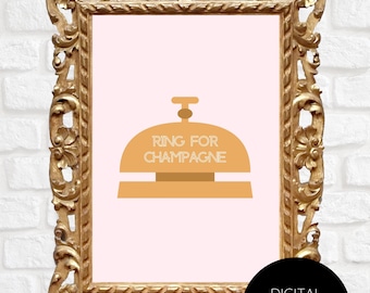 Lámina artística "Anillo para champán", decoración de carrito de bar (descarga digital)