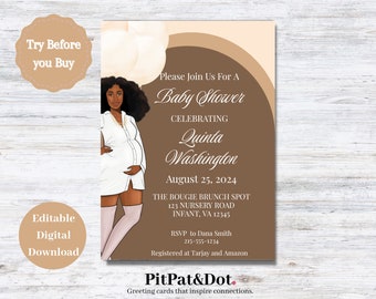 Digital Baby Shower Invitation, Download, Editable, African American