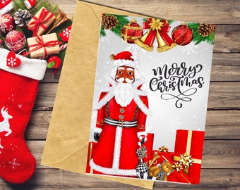 Black Nutcracker Christmas Card: African American Greeting Card