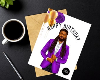 Purple and Gold Birthday, Black Man,