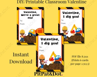 Kid Valentine's Day Card,Construction, African American