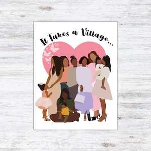 Black Mother's Day Card It Takes a Village, Mom, Aunt, Girlfriends, African American image 2