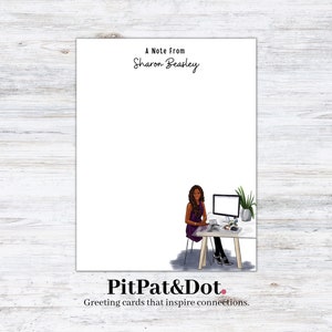 Personalized Stationery, Flat Note Cards, Work From Home. Office