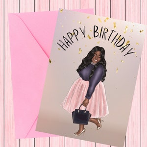 Confident & Curvy Birthday Card – Stylish Black Girl Body Positive Card