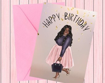 Full Figured Birthday Card, Body Positive, African American