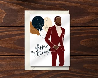 Black Man Birthday Card, Soulful Celebration: Abstract African American