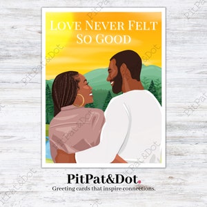 Black Valentine Card, Anniversary Card, "Love Never Felt So Good"