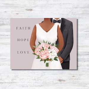 Black Wedding - Greeting Card" Faith,Hope, Love"  African American, Christian