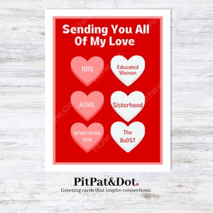 Galentine  Card, Red and White Sorority,1913, Valentine&#39;s Day Card