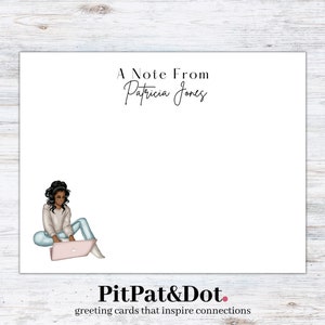 Personalized Stationery, Flat Note Cards, XOXO, Work From Home
