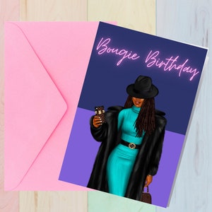 Customizable Birthday Card, Birthday Card, Black Girl Magic, Black Woman, African American, Girlfriends, Locs, Afro, Melanin